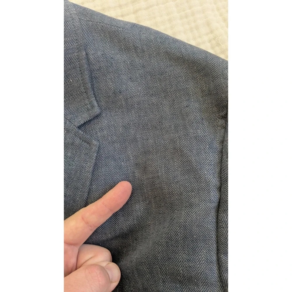 Egara 54L Slim Fit Linen Rayon Blend Blazer Unstructured Blue Herringbone Summer